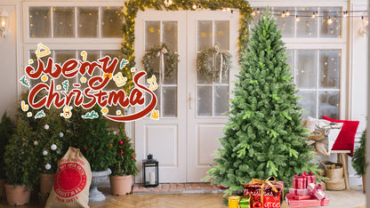 7.5FT Classic Christmas Tree With 2155 PE+PVC Tips – Realistic Hinged Branches, Easy Assembly, Stable Metal Stand, Full