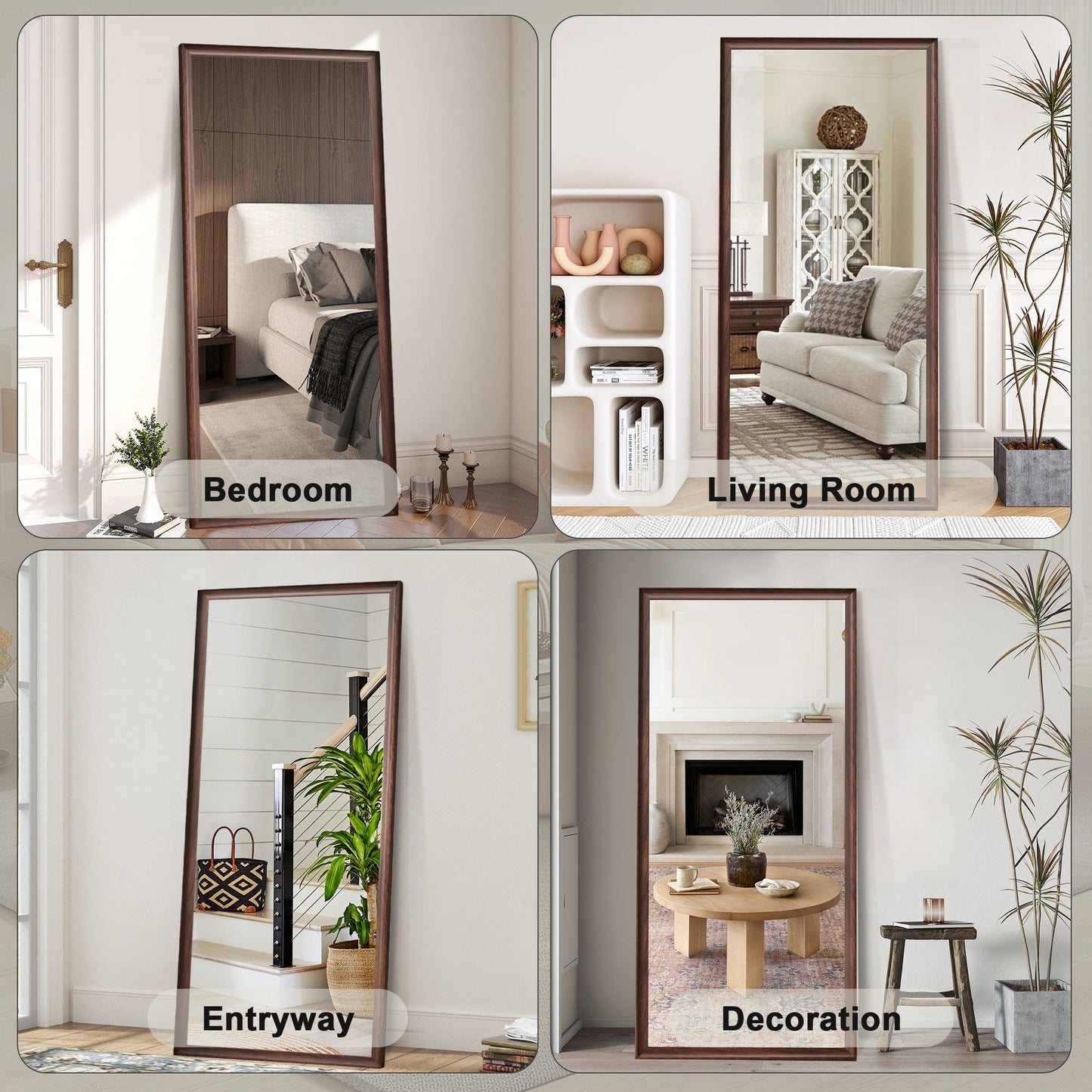 70*32 Inch Full-Body Floor Mirror With Artificial Wood Frame, Elegant Design and Durability, a Must-Have for Bedrooms, C