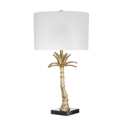 D16x31' Leaf Lamp With Marble Base, Gold (Lamp Shade Assembly Required)
