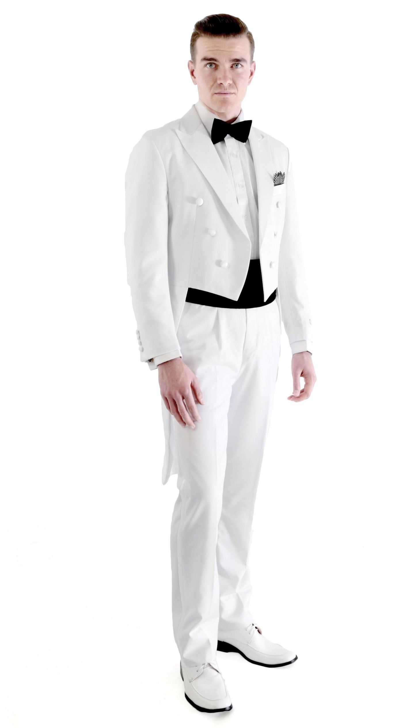 Ferrecci Men’s Regular Fit Peak Lapel White Tailcoat Tuxedo Set