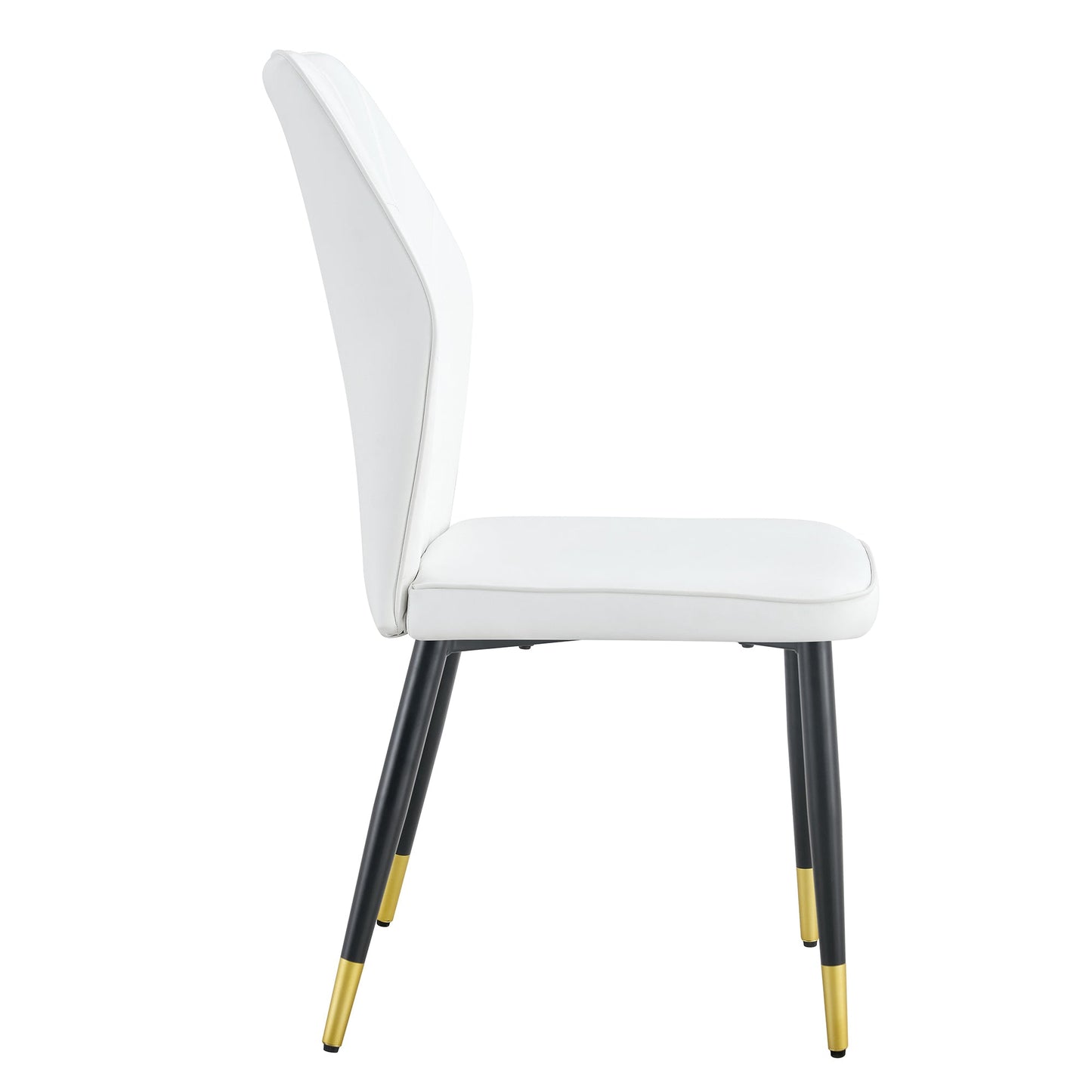 4 Modern Dining Chairs With Stylish PU Patterned Backrest and Black Metal Legs for a Comfortable Home Experience in the