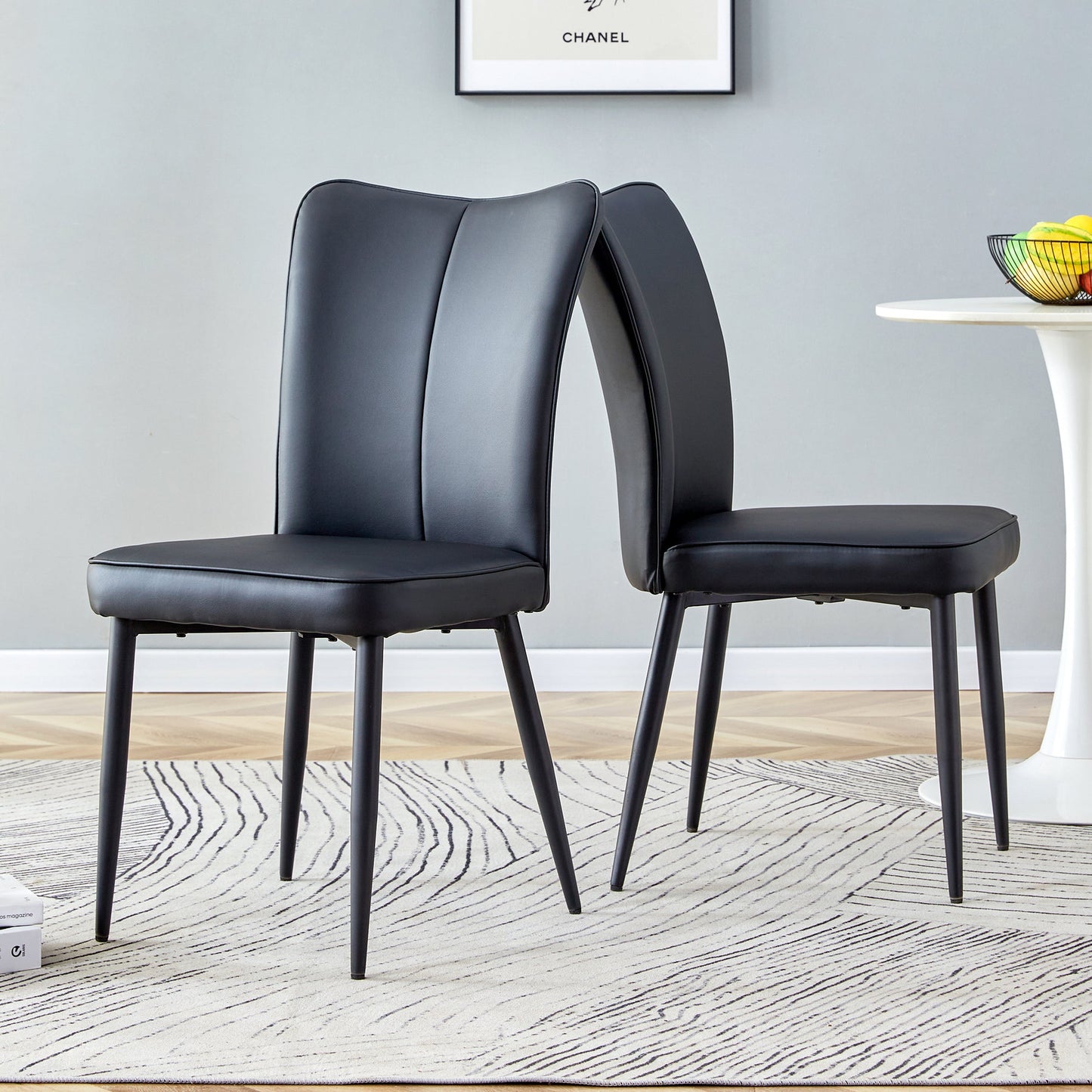 Modern Black PU Chair Set - Sleek Design With Black Metal Legs - Ideal for Various Venues