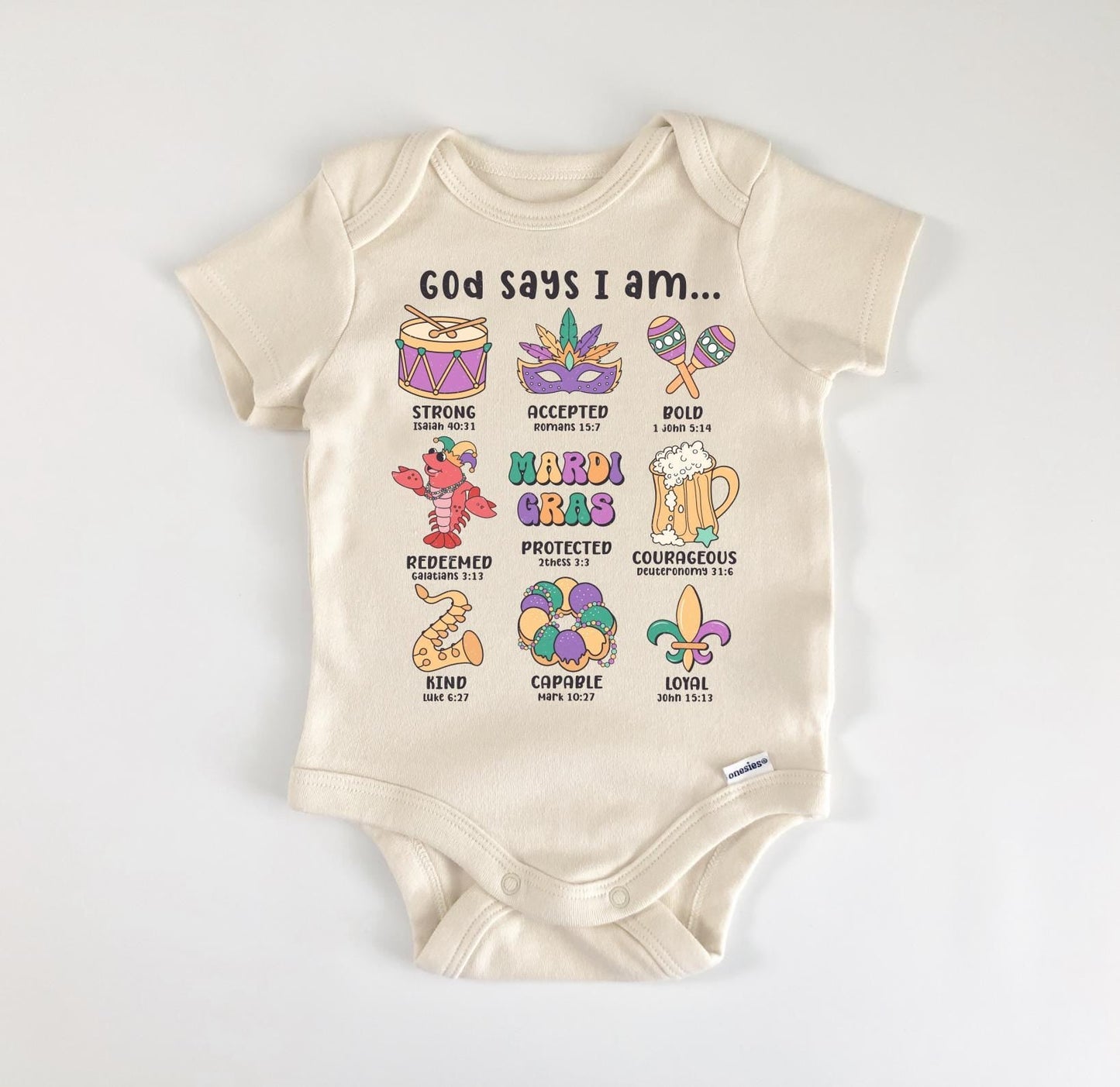 Mardi Gras Religious - Baby Boy Girl Clothes Infant Bodysuit Funny Cute Newborn