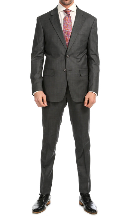 Mason Heather Grey Men's Premium 2 Piece Wool Slim Fit Suit