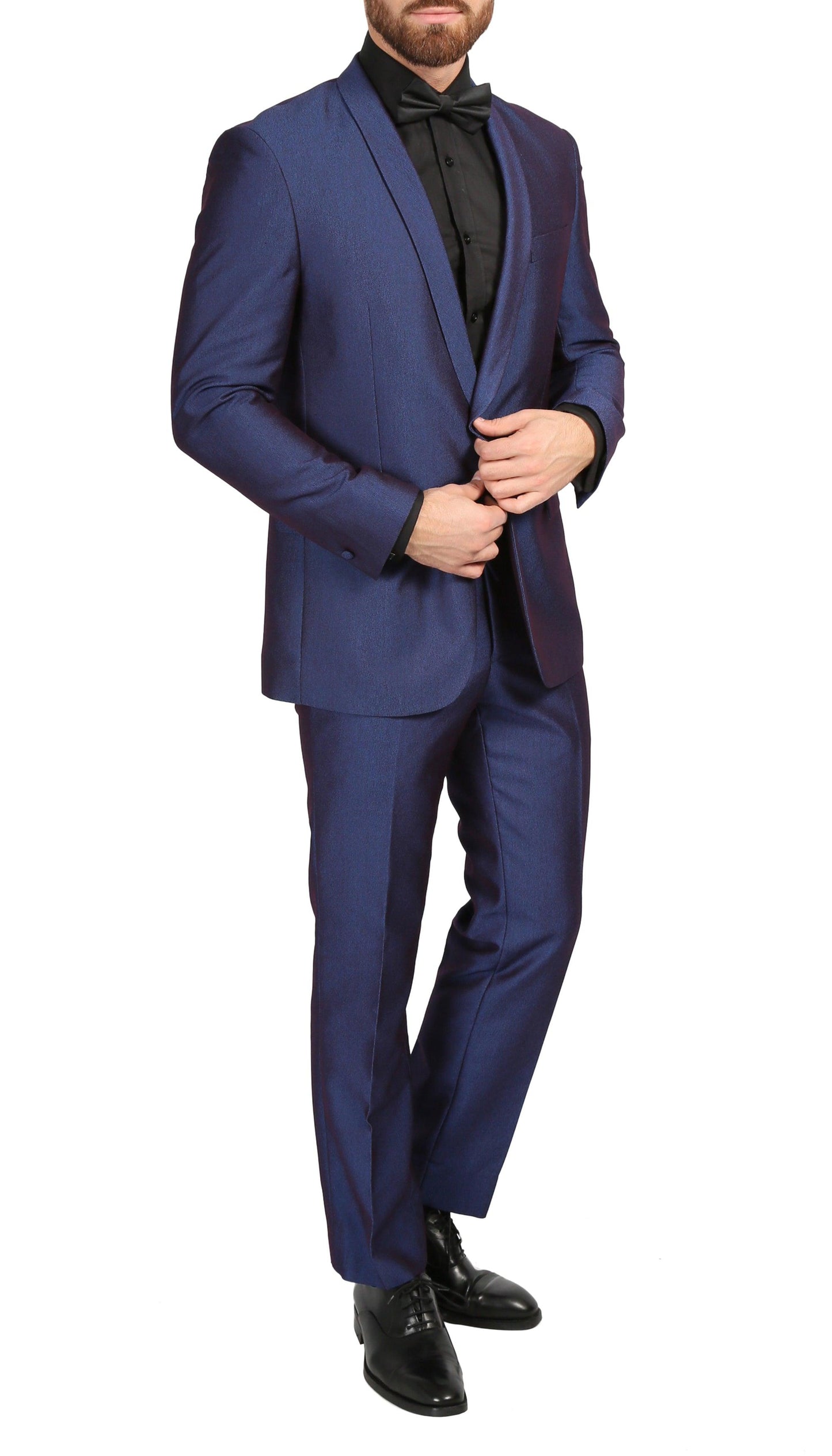 Ferrecci Men's Daxson Navy Slim Fit Shawl Collar 3pc Tuxedo