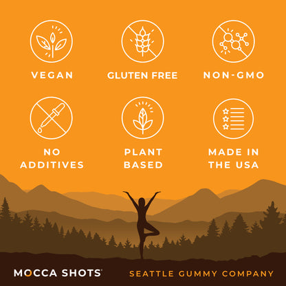Mocca Shots Energy Gummies with Caffeine | 12-Pack - Dark Chocolate Orange