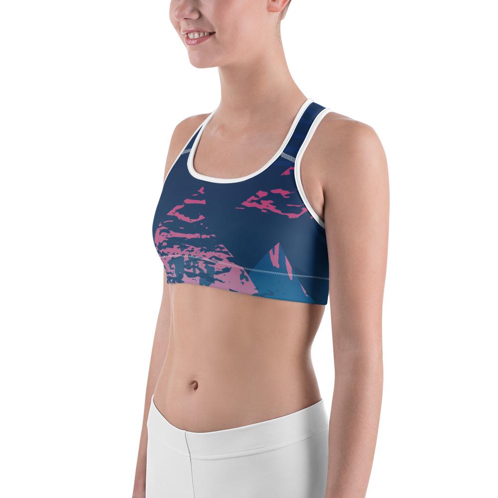 Women's Moisture Wicking Madeleine Sports Bra (White & Black Piping)