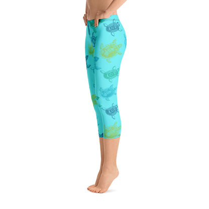 Women's CoastFlex Light Blue Turtle Capri Leggings