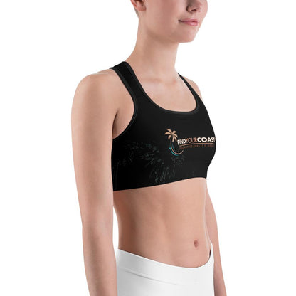 Women's Moisture Wicking Trademark Sports Bra (White & Black Piping)