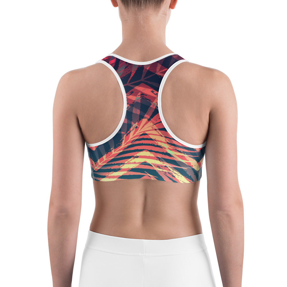 Moisture Wicking Olivia Sports Bra (White & Black Piping)