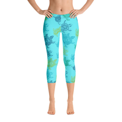 Women's CoastFlex Light Blue Turtle Capri Leggings