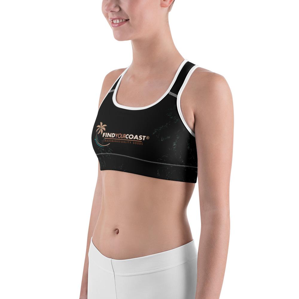 Women's Moisture Wicking Trademark Sports Bra (White & Black Piping)