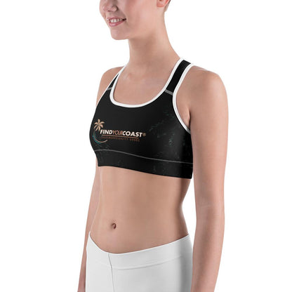 Women's Moisture Wicking Trademark Sports Bra (White & Black Piping)