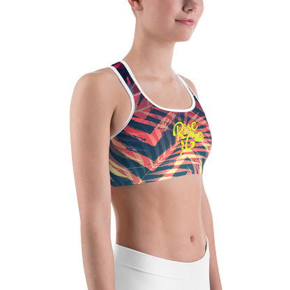 Moisture Wicking Olivia Sports Bra (White & Black Piping)