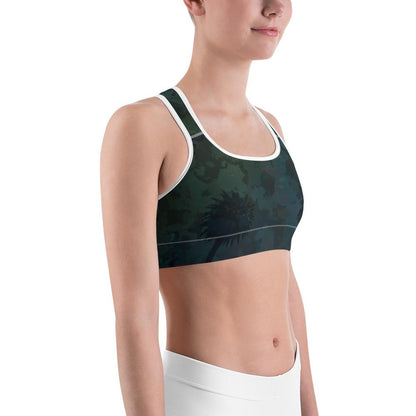 Women's Moisture Wicking O.U.R. Outdoors Sports Bra (White & Black Piping)