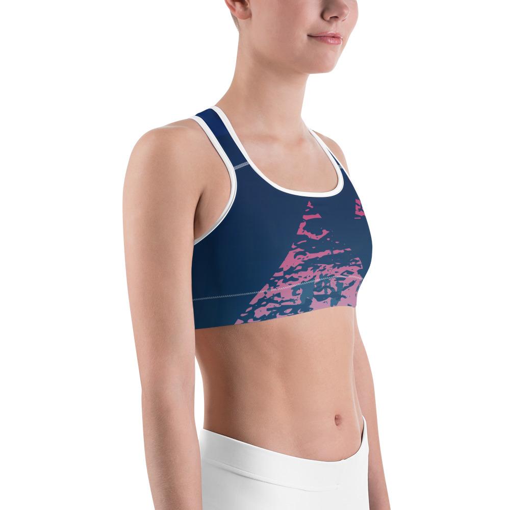 Women's Moisture Wicking Madeleine Sports Bra (White & Black Piping)
