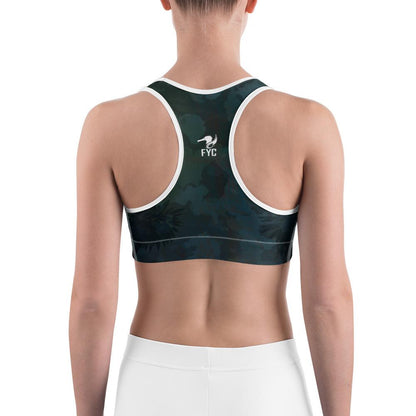 Women's Moisture Wicking O.U.R. Outdoors Sports Bra (White & Black Piping)