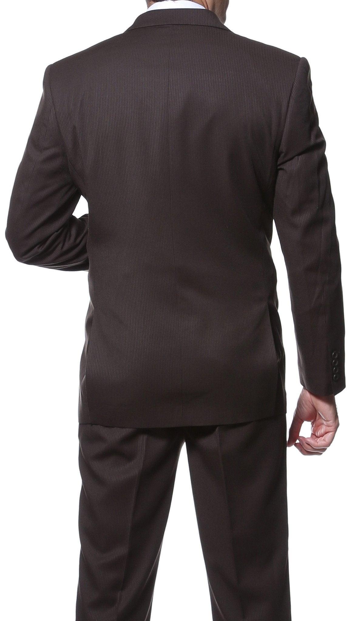 Parker 2 Piece Slim Fit Brown Striped Tone on Tone Wool Suit