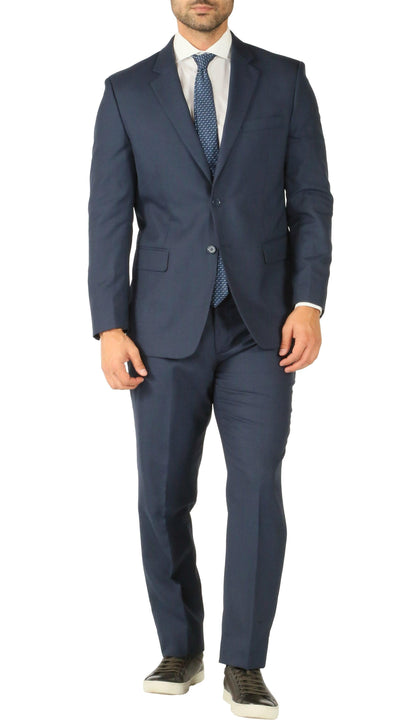 Rod Premium Blue Wool 2 Piece Suit Stain Resistant Traveler Suit - W 2 Pairs of Pants