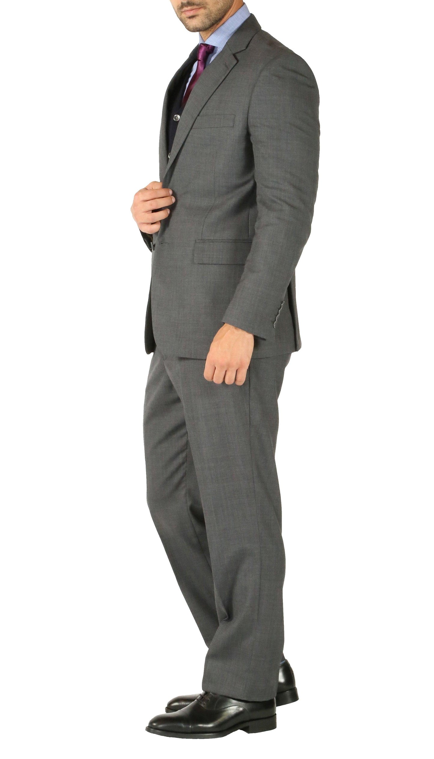 Rod Premium Grey Wool 2pc Stain Resistant Traveler Suit - W 2 Pairs of Pants