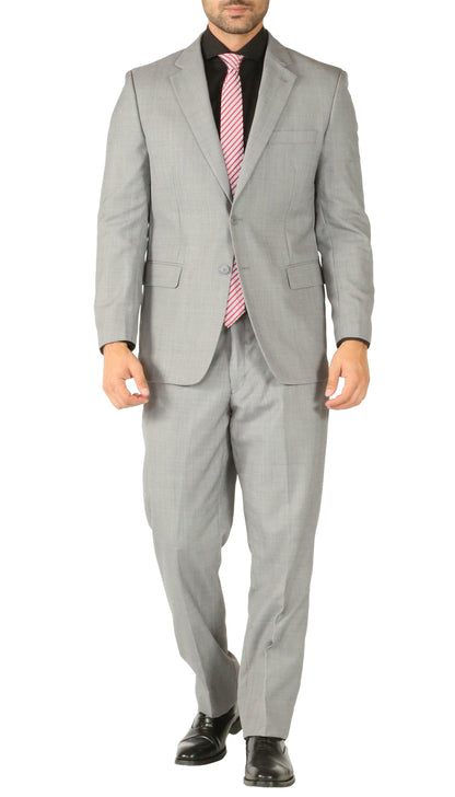 Rod Premium Light Grey Wool 2 Piece Suit Stain Resistant Traveler Suit - W 2 Pairs of Pants