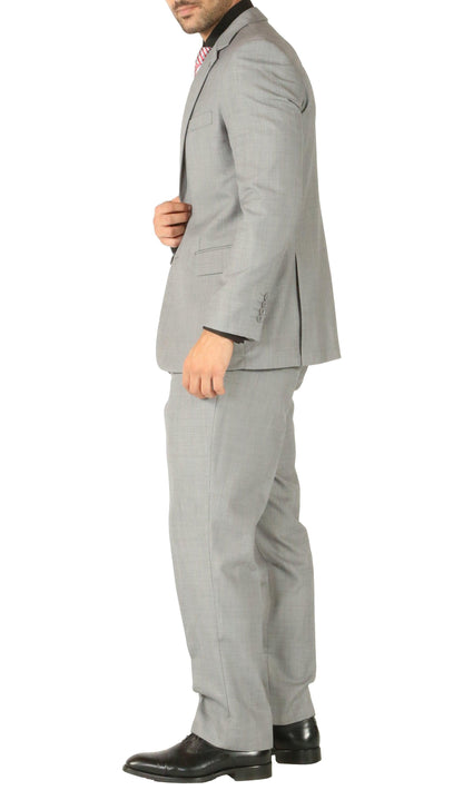 Rod Premium Light Grey Wool 2 Piece Suit Stain Resistant Traveler Suit - W 2 Pairs of Pants
