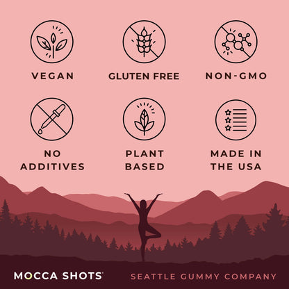 Sugar Free Mocca Shots Energy Gummies with Caffeine | 12-Pack - Dark Chocolate Strawberry