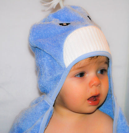 Bamboo Rayon Whale Hooded Turkish Towel: Baby